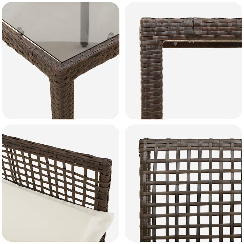 Garden Dining Set 5 pcs Brown Poly Rattan