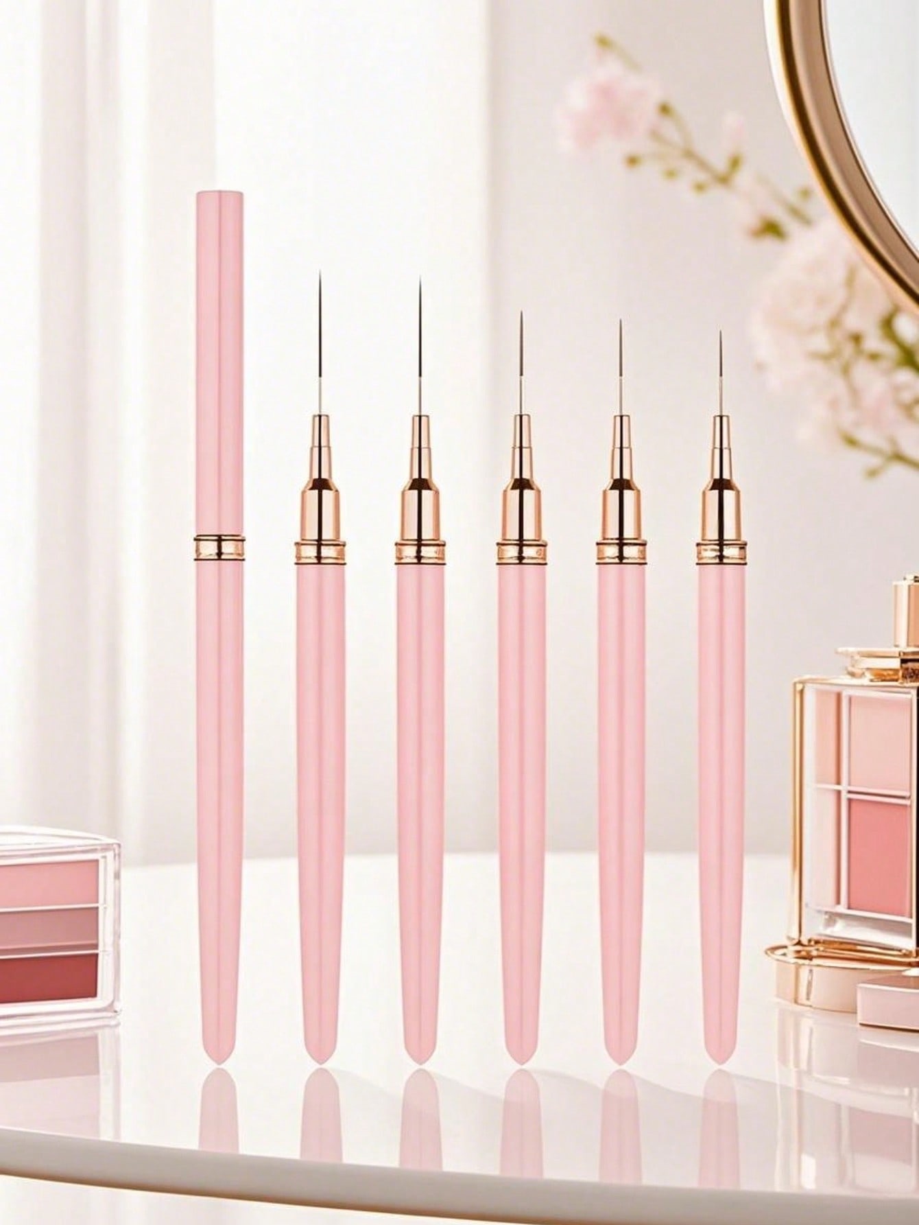 

5Pcs Pink Nail Art Brushes Superfine Brush French Manicure Stripe Nail Art Painting Brush Set, UV Gel Nail Liner Brushes Kit And Drawing Liner Brush 5pcs/set розовый