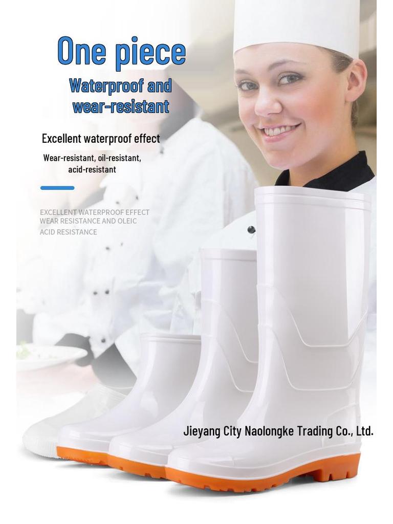 Pánské bílé gumové vysoké holínky do půli lýtek a nízké nazouvací pracovní boty