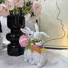 Spring Festival Couple Rabbit Statue Ornament Resin Rabbit Figurine for Garden Yard Desktop Display Easter Decoration