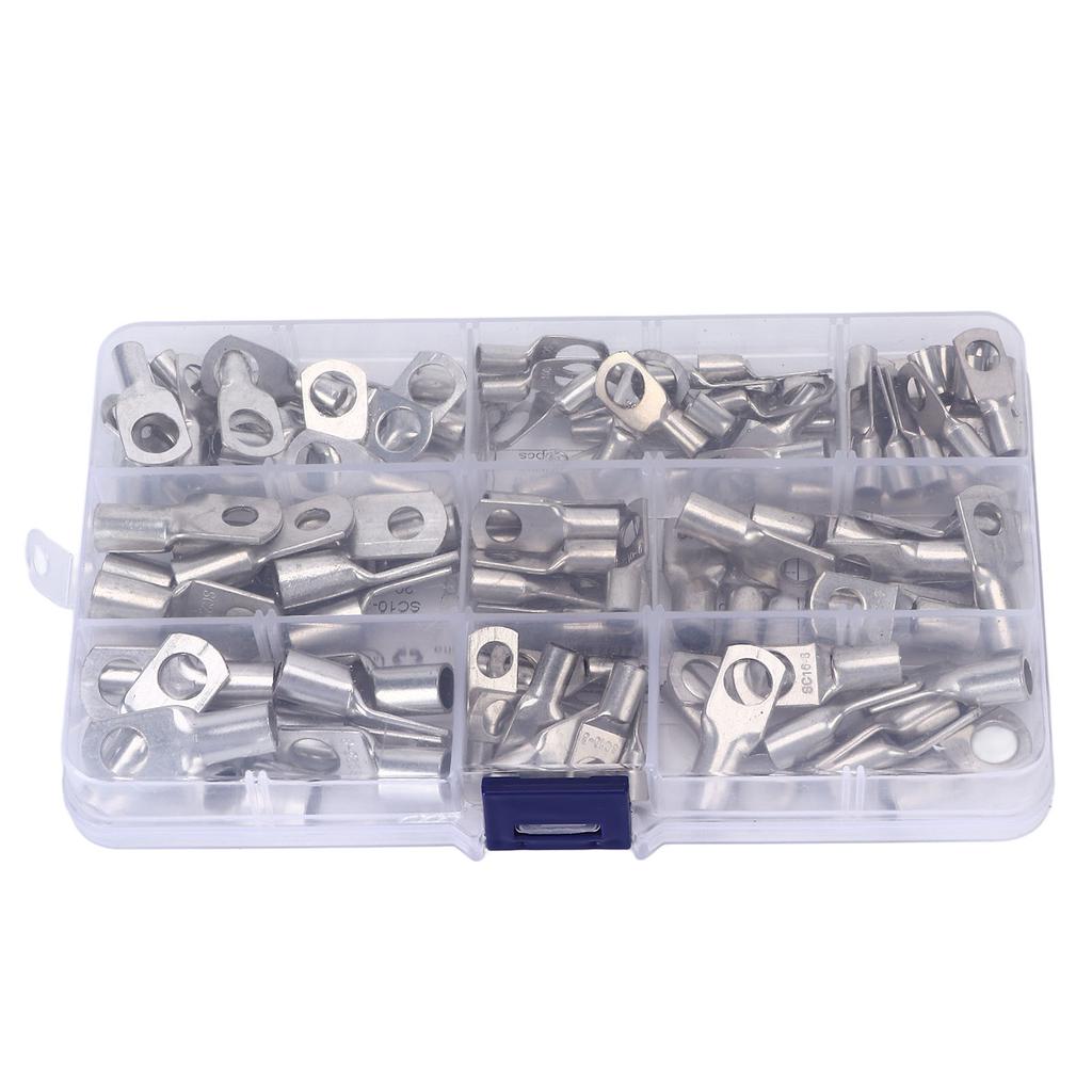 120pcs Battery Crimp Terminals 8 Sizes Copper T2 Tinned SC Wire Ring Connector for Marine Automotive