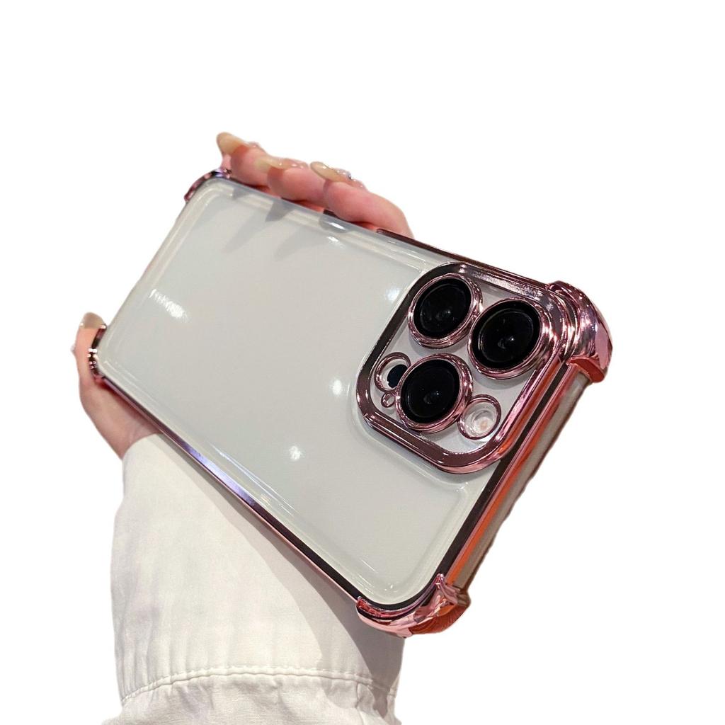 Applicable To Apple 16 Mobile Phone Case Full-inclusive Lens Film IPhone 15 Four-corner Anti-fall Electroplating Airbag Soft Shell Protective Cover