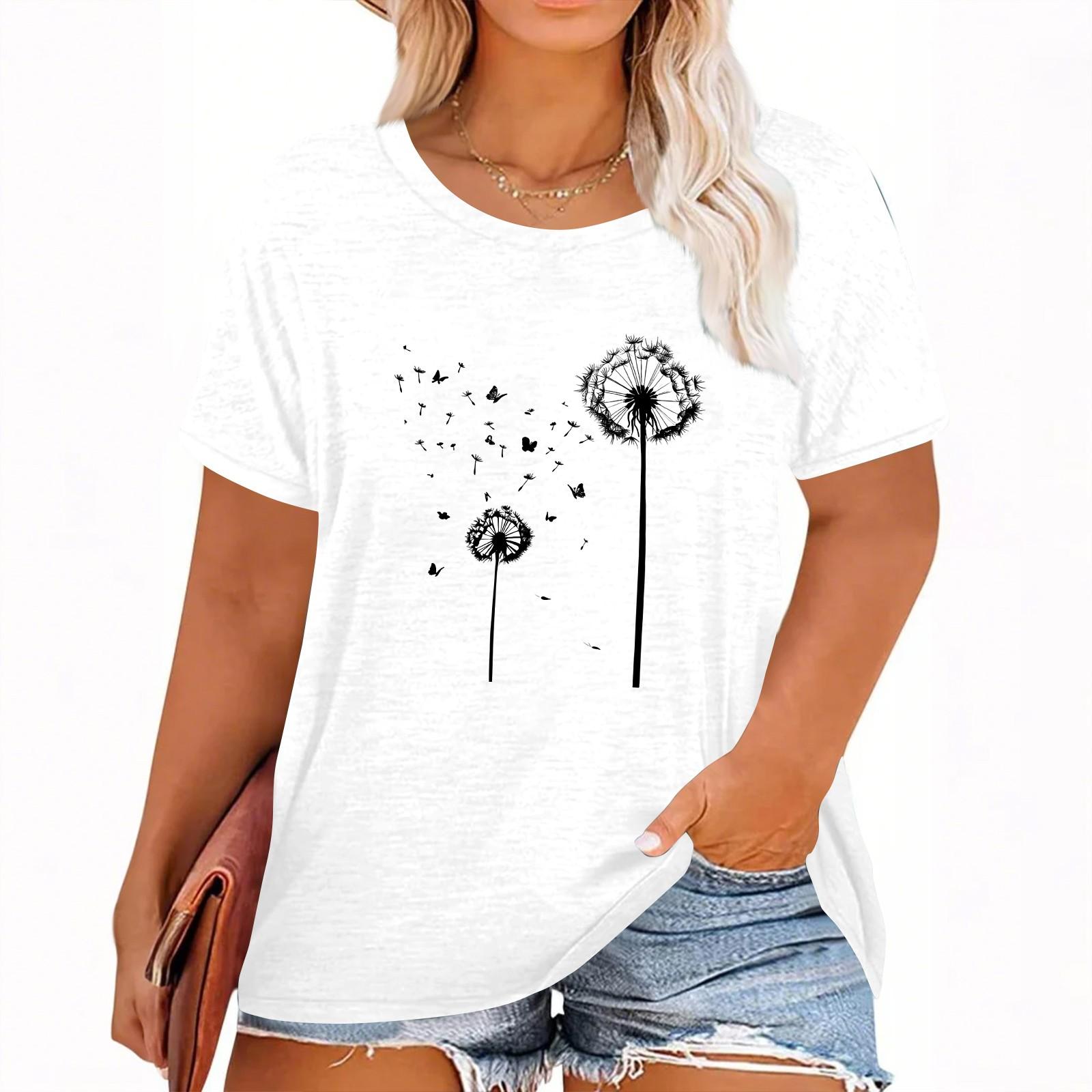 

Женская футболка с коротким рукавом и гавайским цветочным принтом XL белый