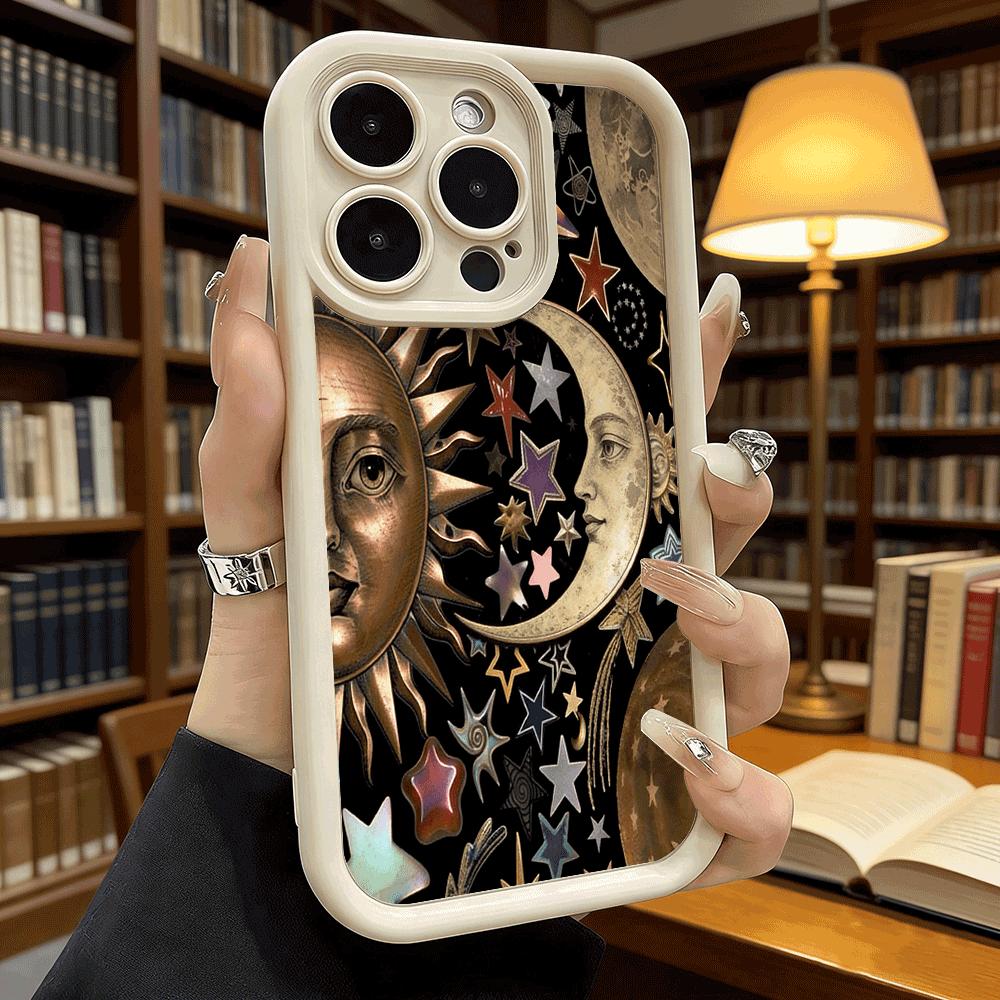 Celestial Sun Moon and Stars Luxury Anti-Slip TPU Phone Case For Xiaomi Redmi Note 15 14 13 12 11 10 9 Pro Full Protective Cover