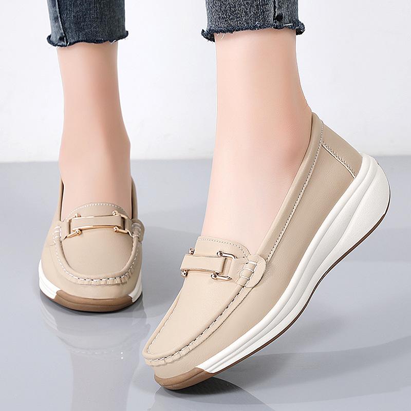 Fashion Women's Casual Wedge Platform Slip On Loafers Comfortable Walking Shoes