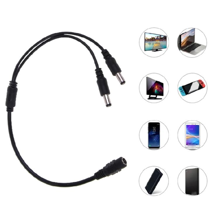 Durability 1Female to 2Male 5.5mmx2.1mm DC Power Supply Cable 36cm Length
