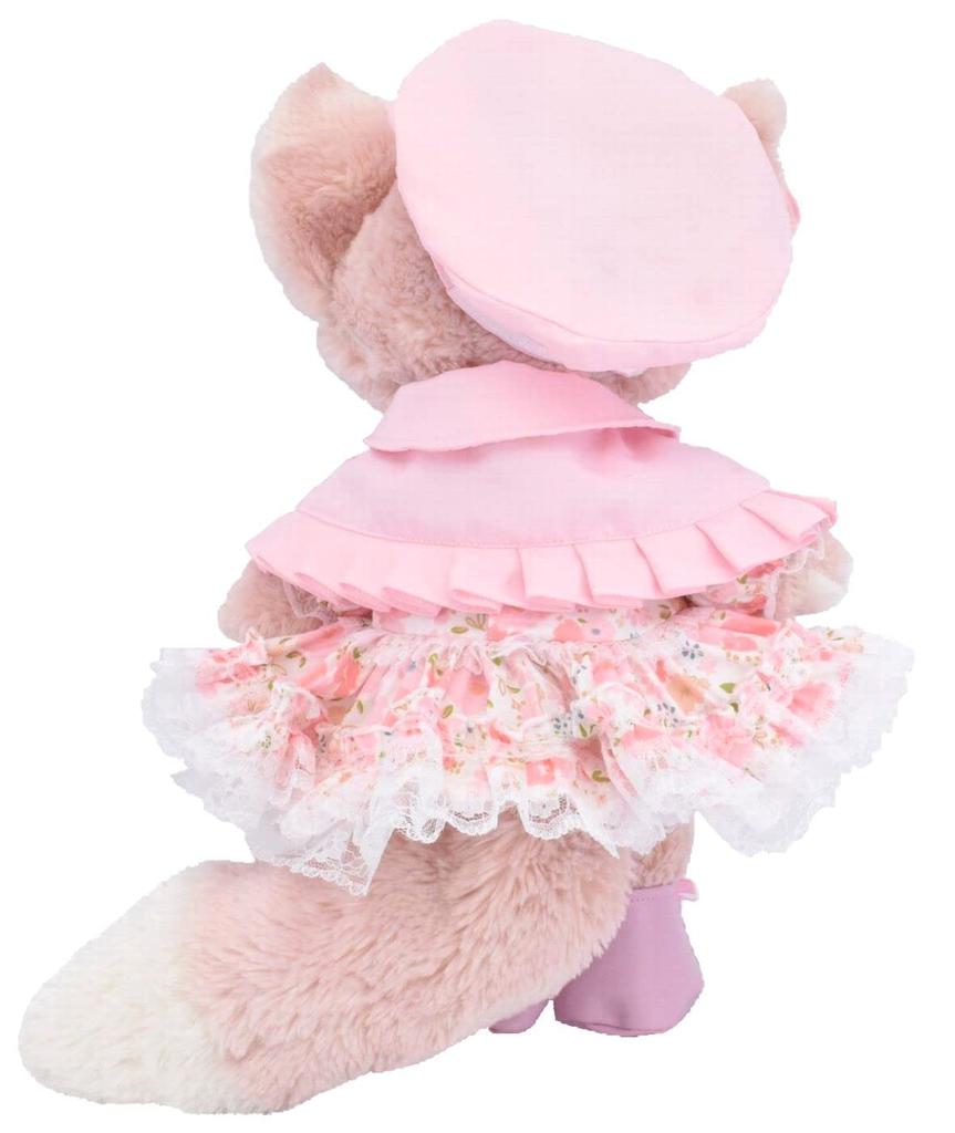Teddy Bear Mail Order Alice Linabelle Dress-Up Costume with Duffle Cape and Floral Print Dress (Pink) (Size Small)