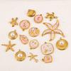 2pcs Gentle Pink Enamel Stainless Steel Charms Rose Flower Starfish Butterfly Necklace Pendant Women DIY Earring Jewelry Making