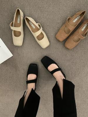 French Retro Mary Jane Shoes Light Mouth Shoes Ballet Shoes Soft Sole Women's Shoes Single Shoes Large Size Women's Shoes 41-43