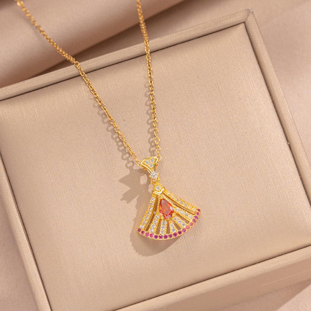 Elegant Versatile Fan-Shaped Necklace & Clavicle Chain Set
