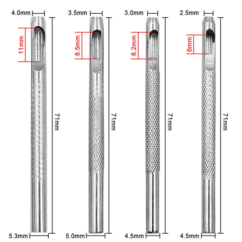 2.5-4mm Hollow Hole Punch Tool for Leather Belt Watch Band, High Hardness Carbon Steel Circular Puncher DIY Craft Tools