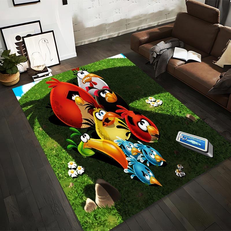 

Cartoon Angry Birds Characters on Green Grass Background Carpet Design Suitable for use as an anti-slip1 for1room and bedroom sofas 40x60cm( 15x23in )