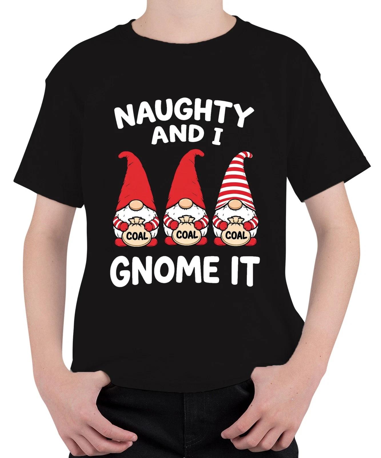 Naughty And I Gnome It Weihnachtsgnom Wichtel Nikolaus Lustig Unisex Kinder T-Sh XS