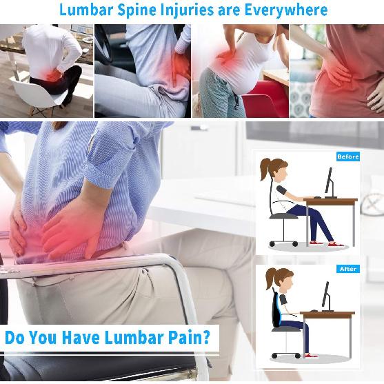 Lumbar Support Pillow,Memory Foam Back Support for Office Chair,Computer Chair,Car Seat,Recliner and Couch with Breathable 3D Mesh Cover,Ergonomic