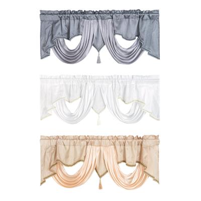 Rod Pocket Valance Window Tiers Decor Boho Window Curtain Panel Short Curtain for Basement Bathroom Living Room Cafe Kitchen