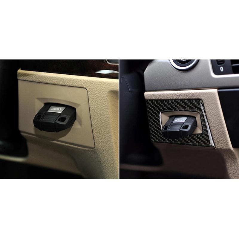 Pentru BMW E90 E92 E93 Seria 3 2005-2012, fibră de carbon reală, întrerupător de aprindere pentru interiorul mașinii, autocolant pentru găuri de cheie, autocolant, decor de protecție