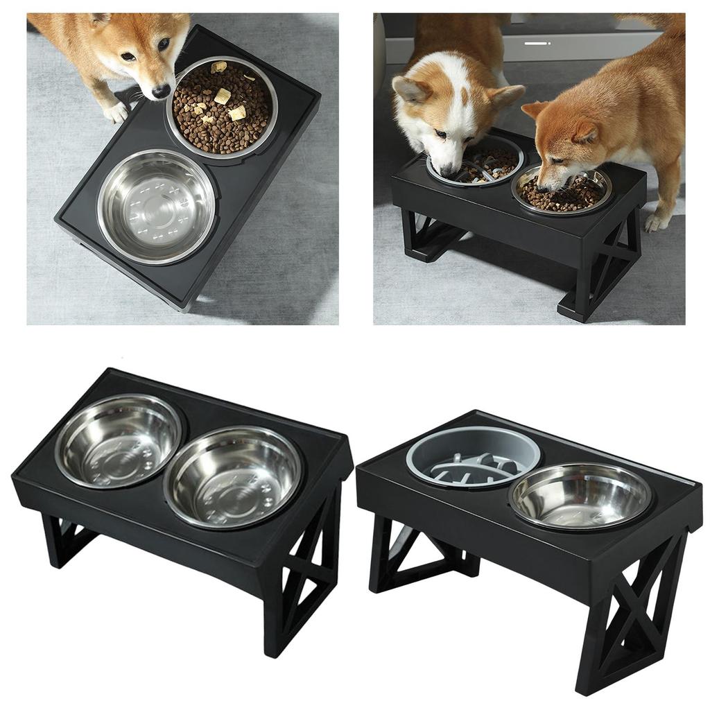 Raised Bowls Adjustable Height Dispenser Removable Slow Feeder Waterer Dog Bowls Stand for Pet Supplies