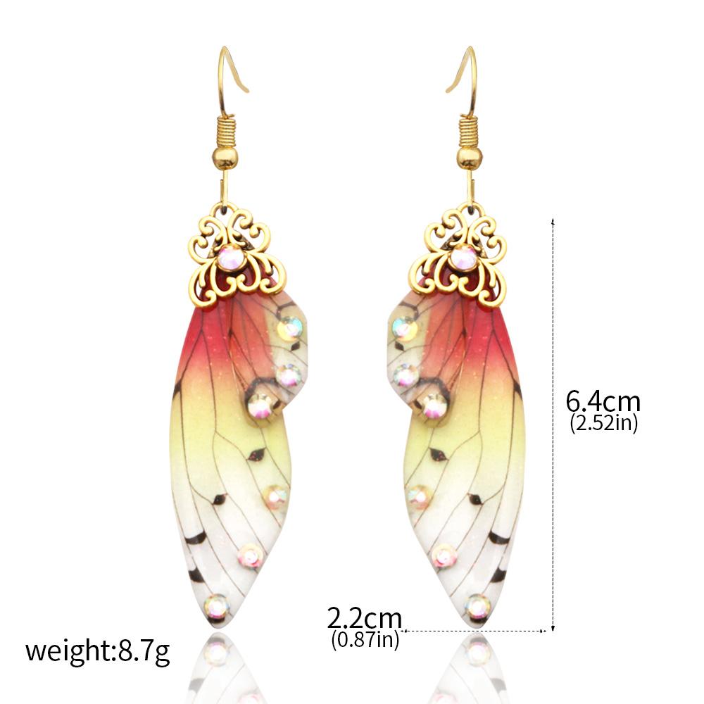 

Модные серьги с крыльями феи, радужные градиентные серьги из смолы с крыльями бабочки, имитация насекомых, висячие серьги для женщин, модные ювелирные изделия