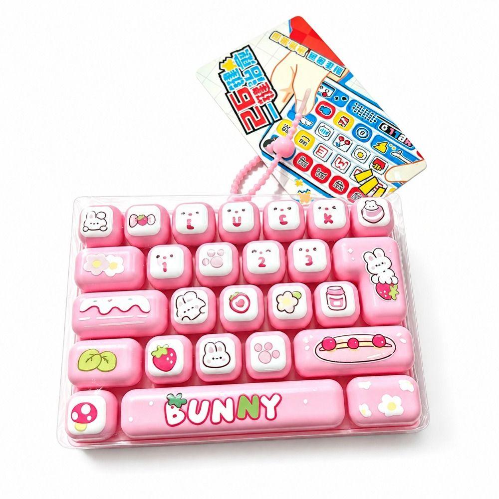 Transparent Dual-Tone Decompression Button Toy Cute Design Keyboard Keychain Bag Accessory