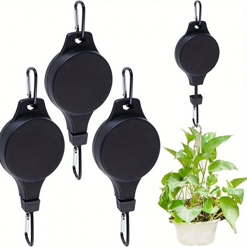 3 Pulley Retractable Hanger, Plant Hook, Pulley Adjustable Height Wheel For Hanging Plants, Heavy Duty Indoor Outdoor Plant Hang
