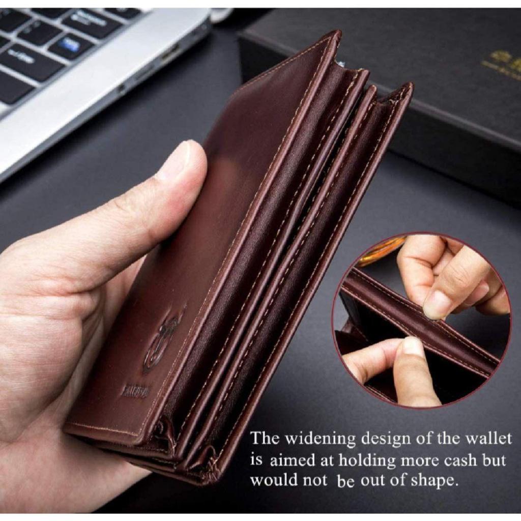 Genuine Leather Wallet | RFID Blocking Wallet for Men| 14 Card Slots, 1 ID Window | Large Capacity Can Hold Notes (Brown)