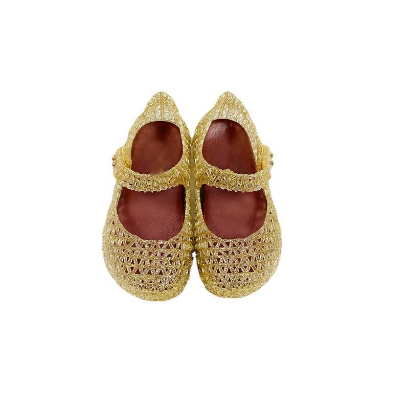 Summer Hollow Mesh Jelly Color Colorful Waterproof Sandals Children'S Beach Shoes, Breathable Pvc