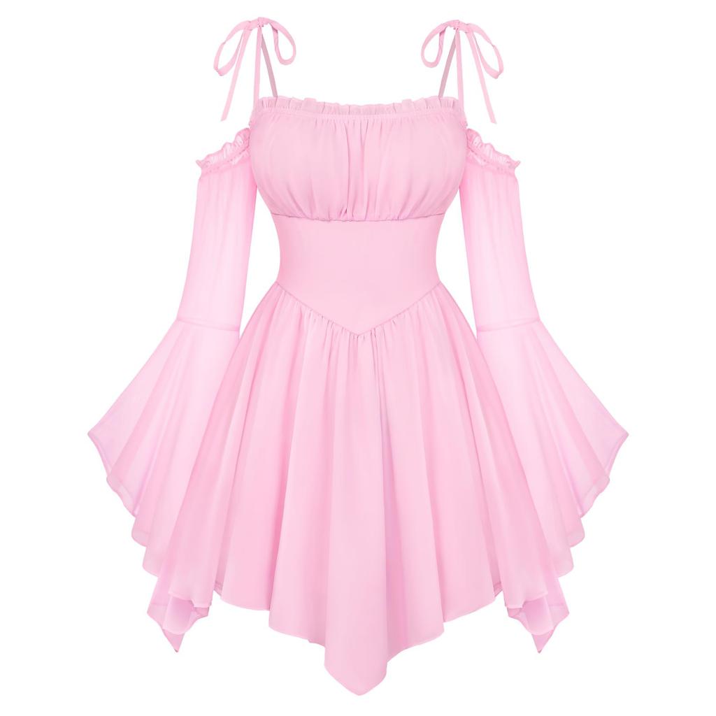 Rochie Corset Colorată Femei Decolteu Bardot cu Buzunare, Boemă pentru Petrecerea de Halloween