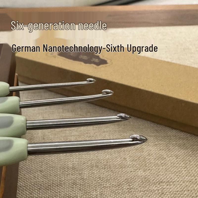 Häkelnadel Sixth Gen Seven Gentlemen Grün mit Kunststoffgriff (Vorsicht: Griff oder Nadel können brechen, vor dem Kauf prüfen)