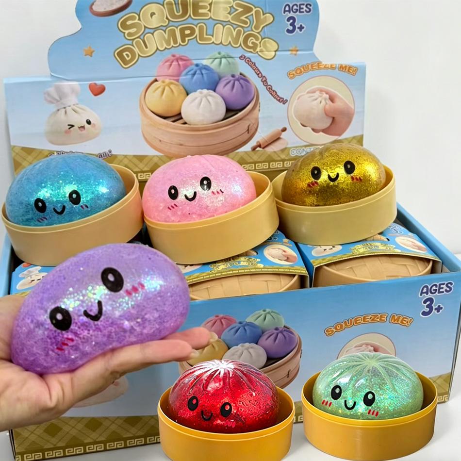 Süße Glitzer-Knödel-Squishies Glitzer-Knödel-Squishy mit Box Knödel Sensorischer Knödel Druckspielzeug zur Stressbewältigung