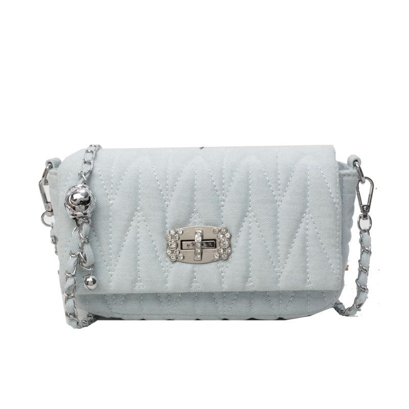 

Сумка Женская Новая Универсальная Цепочка Кроссбоди Сумка На Одно Плечо Маленькая Квадратная Сумка светло-синий