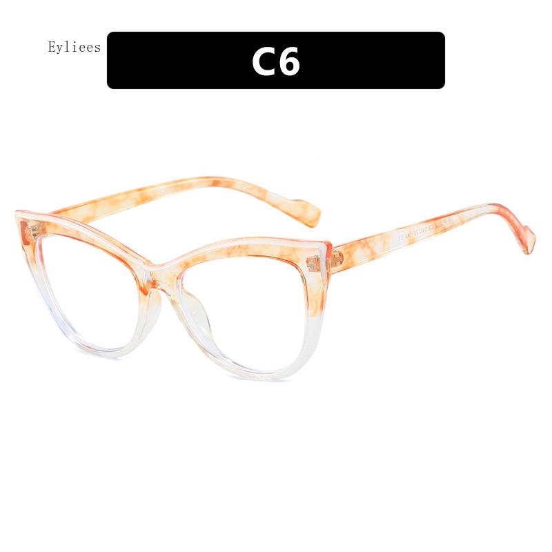 Women's Eyeglasses Trend Cateyes Sexy Flat Mirror TR90 Anti-blue Light Eyeglasses Frame Transparent Optical Computer Eyewear