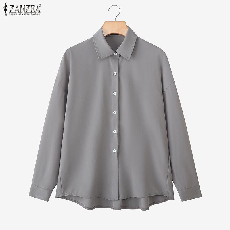 ZANZEA Women Classic Casual Turn Down Collar Long Sleeve Blouse