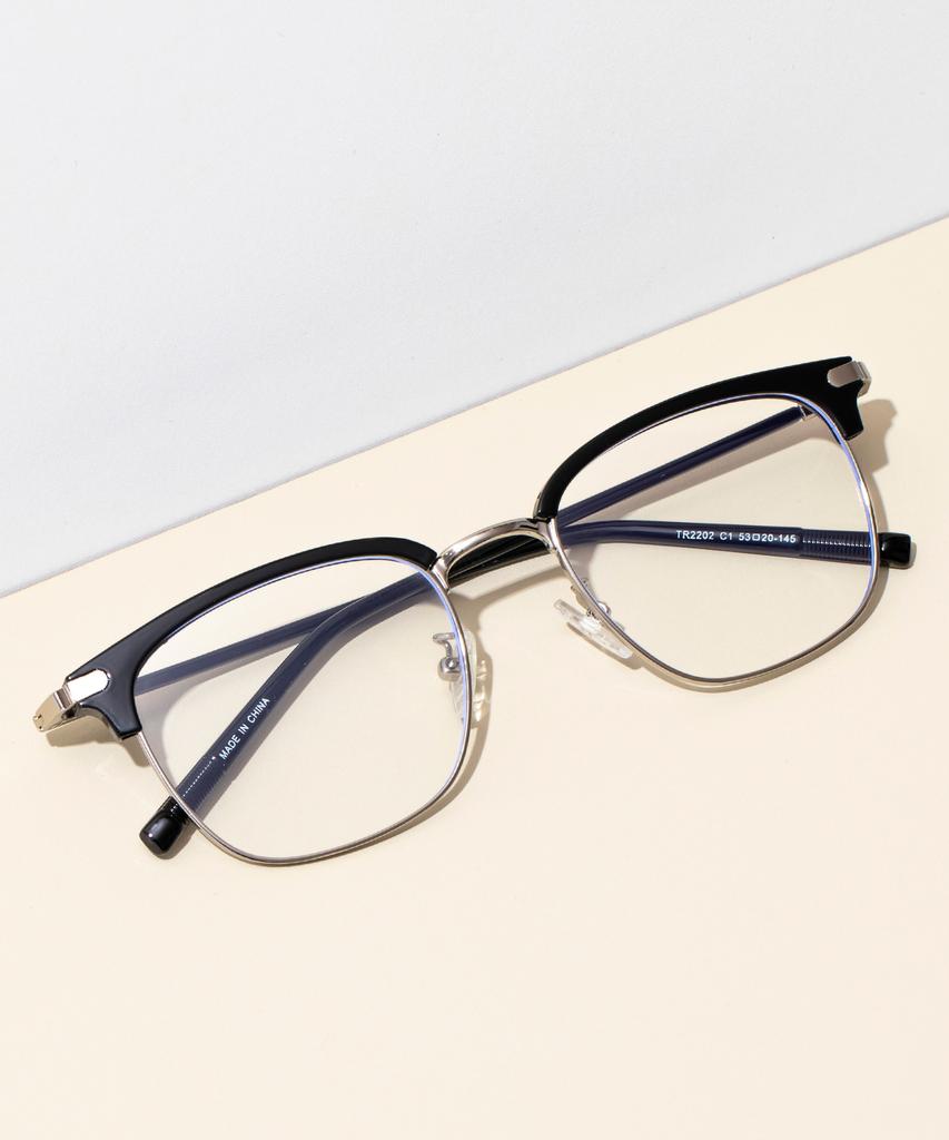 Likkeullou Rc Tr B202 Black Silver Glass Blue Light Blocking Glasses