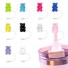 VOXILFE Cute Bear-Shaped Straw Caps, 10-Pack, 10 Colors, Dustproof, Reusable Silicone Straw Caps for Tumblers, Compatible with Stanley Cups