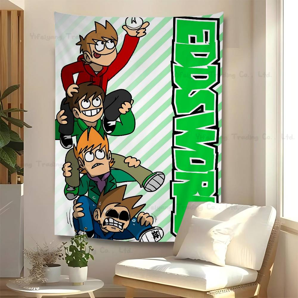 1pz Eddsworld Arazzo da Parete Fai da Te Tappeti da Parete Floreali Hippie Decorazioni per Dormitorio Arte da Parete