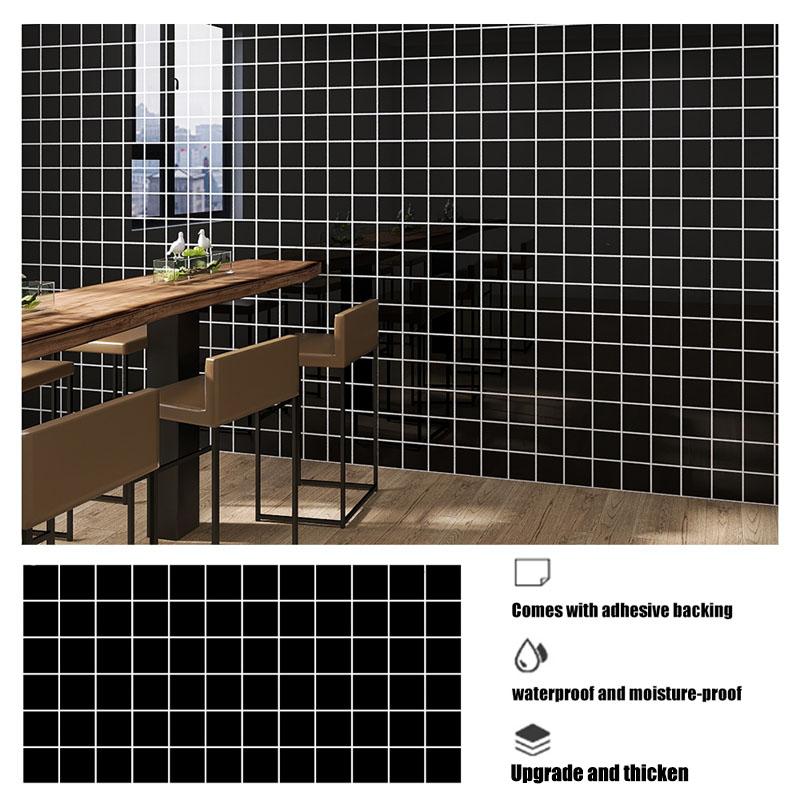 

Adhesive Wallpaper for Wall Sticker Paper 40cm Decorative Walls Paper Black Grid Refurbish Waterproof and Moisture-proof Kitchen 40cmX100cm