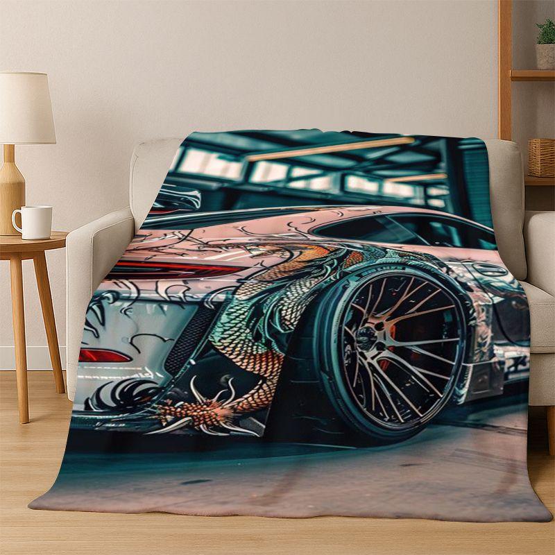 Future Concept Sports Car Moto Racing Flannel Blanket Soft Warm Throw Blanket for Bedroom Living Room Bed Travel Camping Picnic
