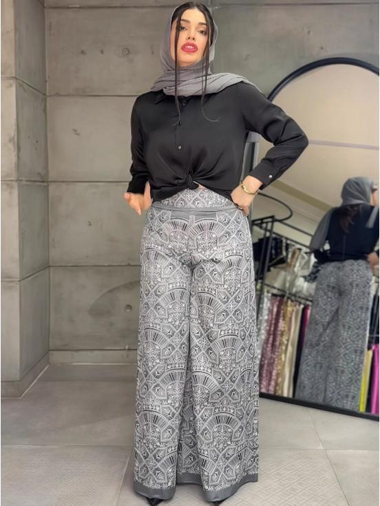 2025 Jesień Europejski i Amerykański Elegancki Dwuczęściowy: Modny top + spodnie z szerokimi nogawkami