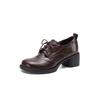 Krazing Pot Microfiber Round Toe Thick Med Heels Spring Summer Shoes Big Size 43 Size 33 Women Lace Up Platform Pumps