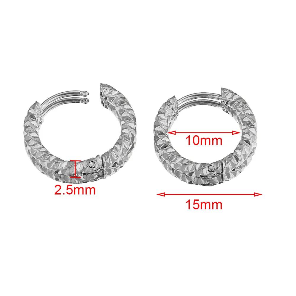 

6pcs Lot Stainless Steel Round Embossing Ear Rings Gold Plated Korean Earrings Hoops Earring for Women Female Metal Luxury