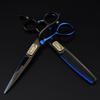 6.0-Inch FHS-11 Black Blue Hairdressing Scissors for Bangs and Barbering