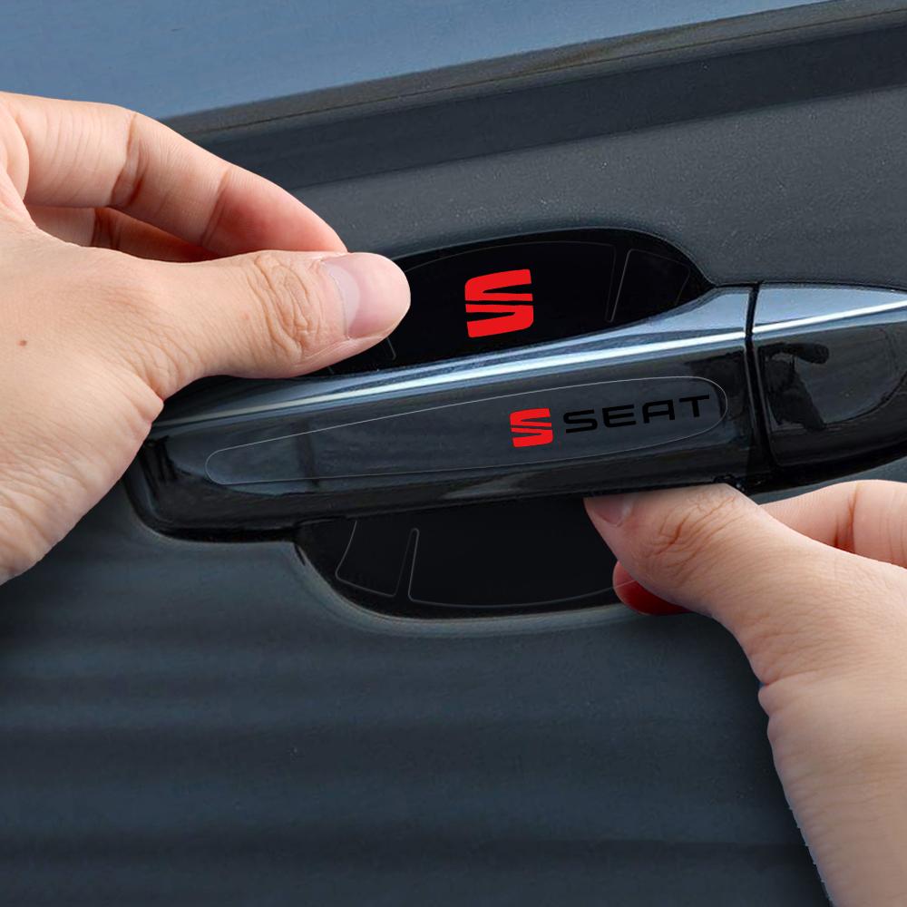 ydsh2 8Pcs Car Door Handle Bowl Sticker Anti-collision Strip For Seat Ibiza Leon Arosa Ateca Altea FR Arona Cupra Exeo Tarraco Toledo