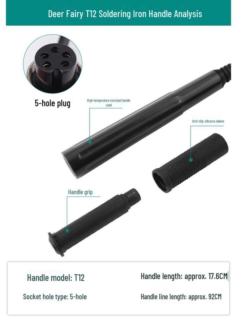 Deer Fairy 936 Soldering Iron Handle for Saike 952T12 Station, 203 Constant Temp, 969D Hot Air Gun Accessories.