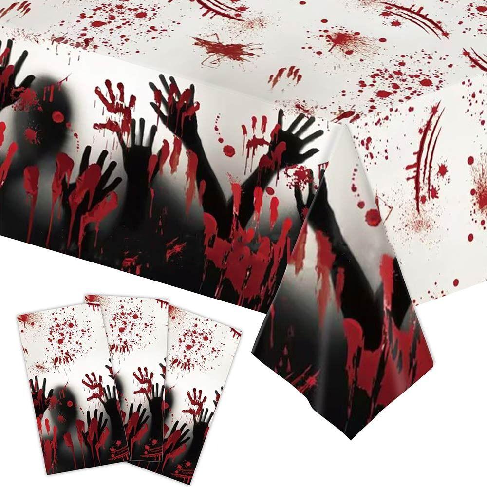 Disposable Plastic Halloween Tablecloth Bronzing Table Decoration Disposable Tablecloths Pumpkin Ghost Table Cover Halloween