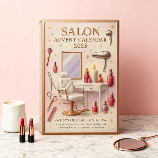 Salon Advent Calendar 2025 24 Days Acrylic Ornament Box with Beauty Themed Surprises Christmas Countdown