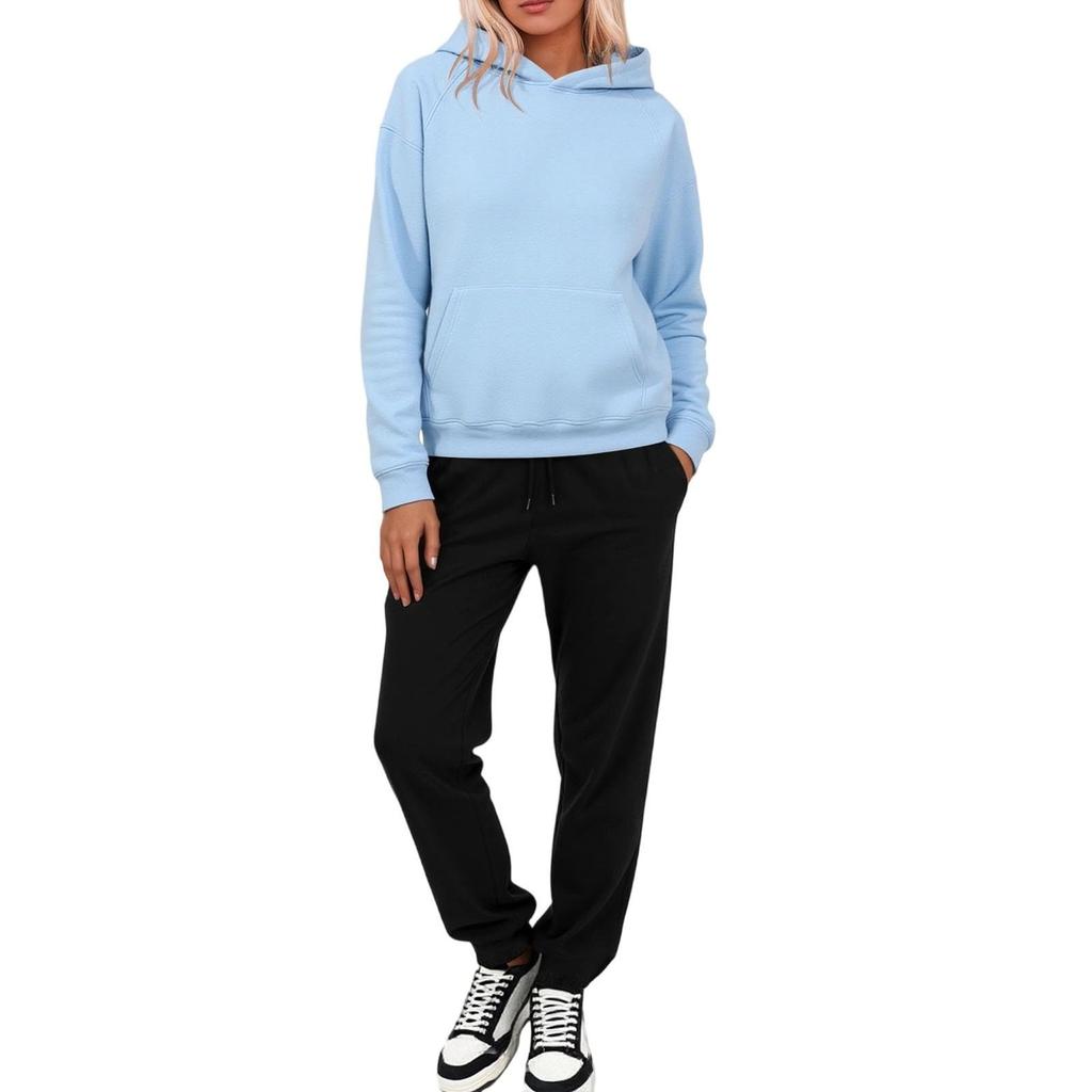 Women's Fashionable Loose Shoulder Sleeves Hoodie And Pants Two-Piece Set