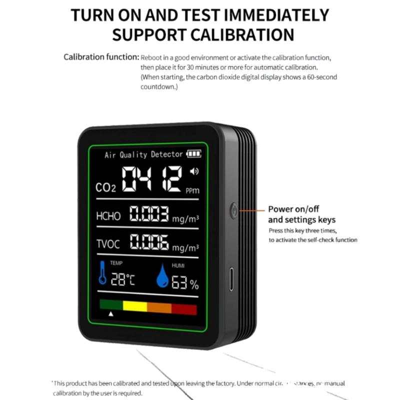 1 Set Co2 Tvoc Hcho Pm Meter Digital Temperature Humidity Tester Multifunctional Digital Air Quality Monitor Home Air Detector