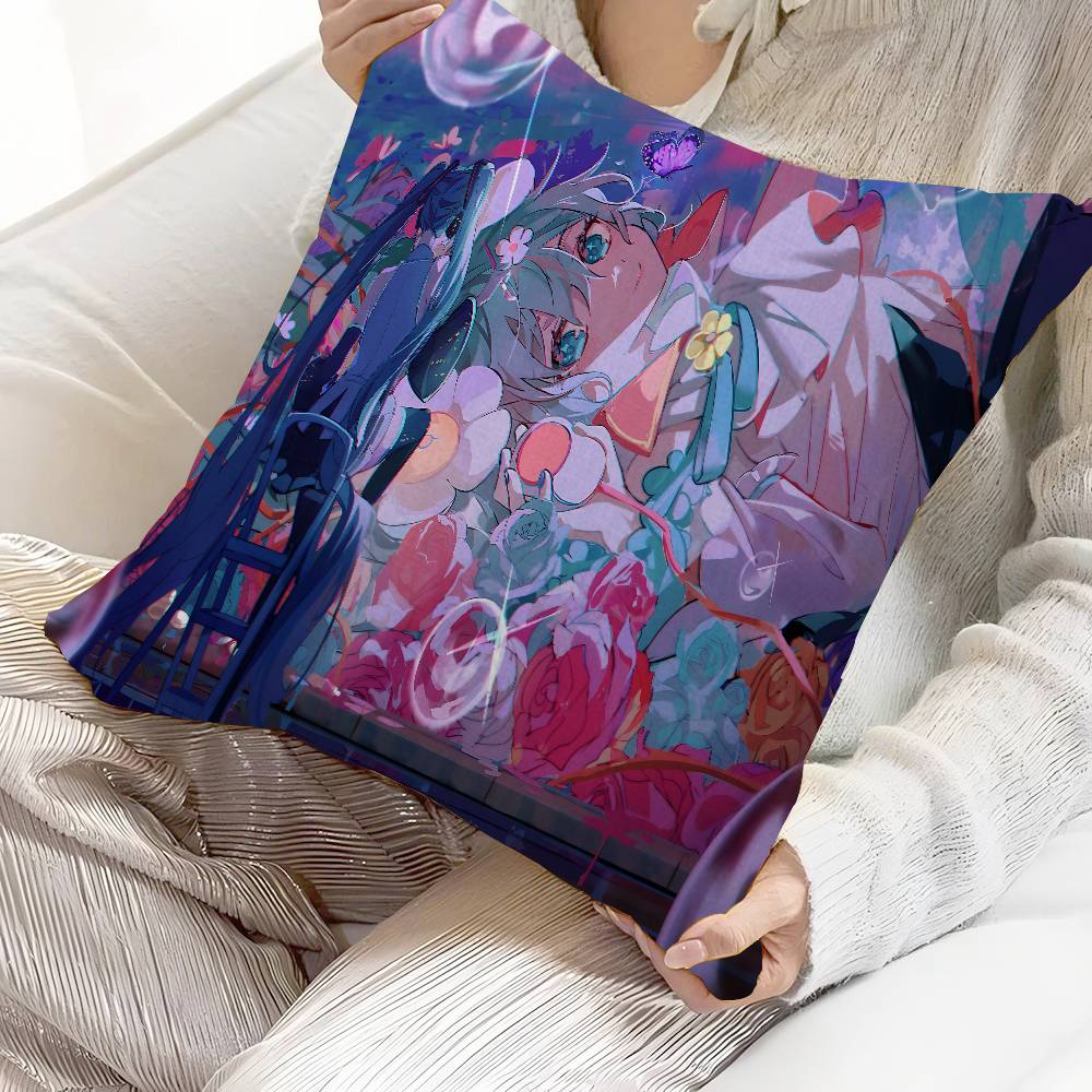 Anime H-Hatsunes M-Miku Stitch Lucky Dragon Pillow Cover Sofa Cushion Cover Home Room Decoration Children Gift