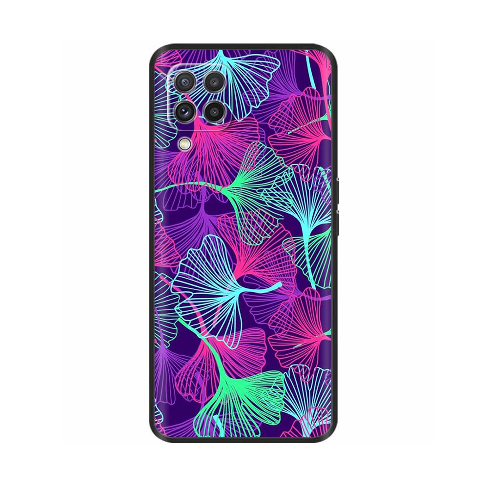 For Samsung A12 M12 F12 Case Stylish Painted Cover Soft Liquid Silicone Phone Case For Galaxy A12 A M F 12 Fundas TPU Capa Black