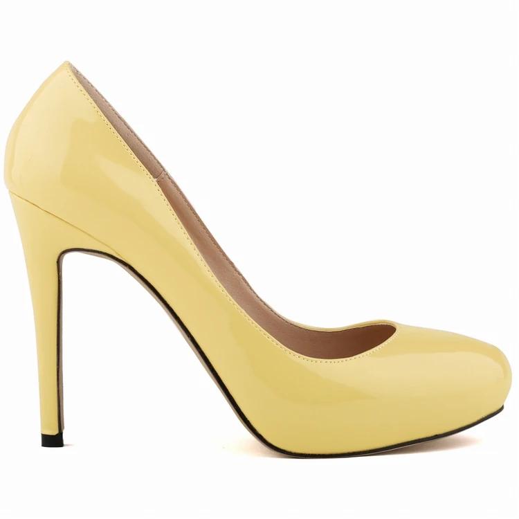 Damen Pumps Sexy 11cm Plateau Mode Lackleder Runde Zehenpartie Hohe Absätze Flach Damen Büro Party Hochzeitsschuhe Große Größe 43